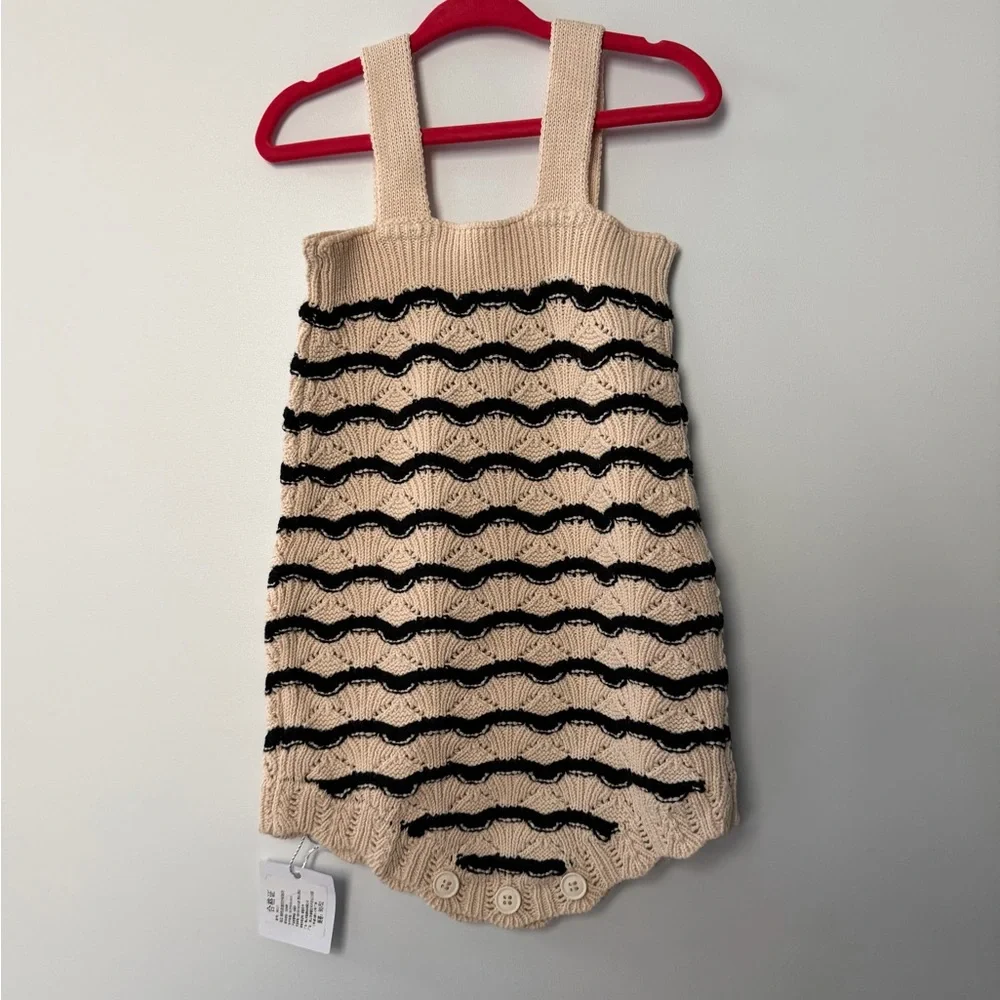 Toddler Cream and Black Striped Knit Cardigan Set - Picture 8 of 12
